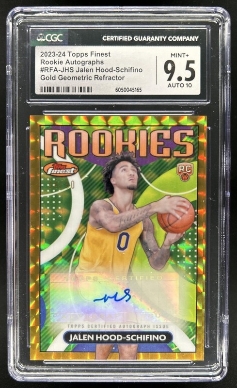 2023-24 Topps Finest Jalen Hood-Schifino Rookie Auto Gold Geometric #/50 CGC 9.5