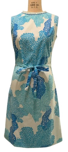 VESTED GENTRESS Vintage Women's Hand-Screened Print Belted Day Dress Sz 8 Preppy