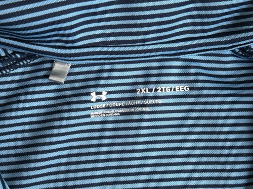 Under Armour Pullover Mens 2XL Blue Stripe 1/4 Zip Running Golf Performance UA - Picture 6 of 6