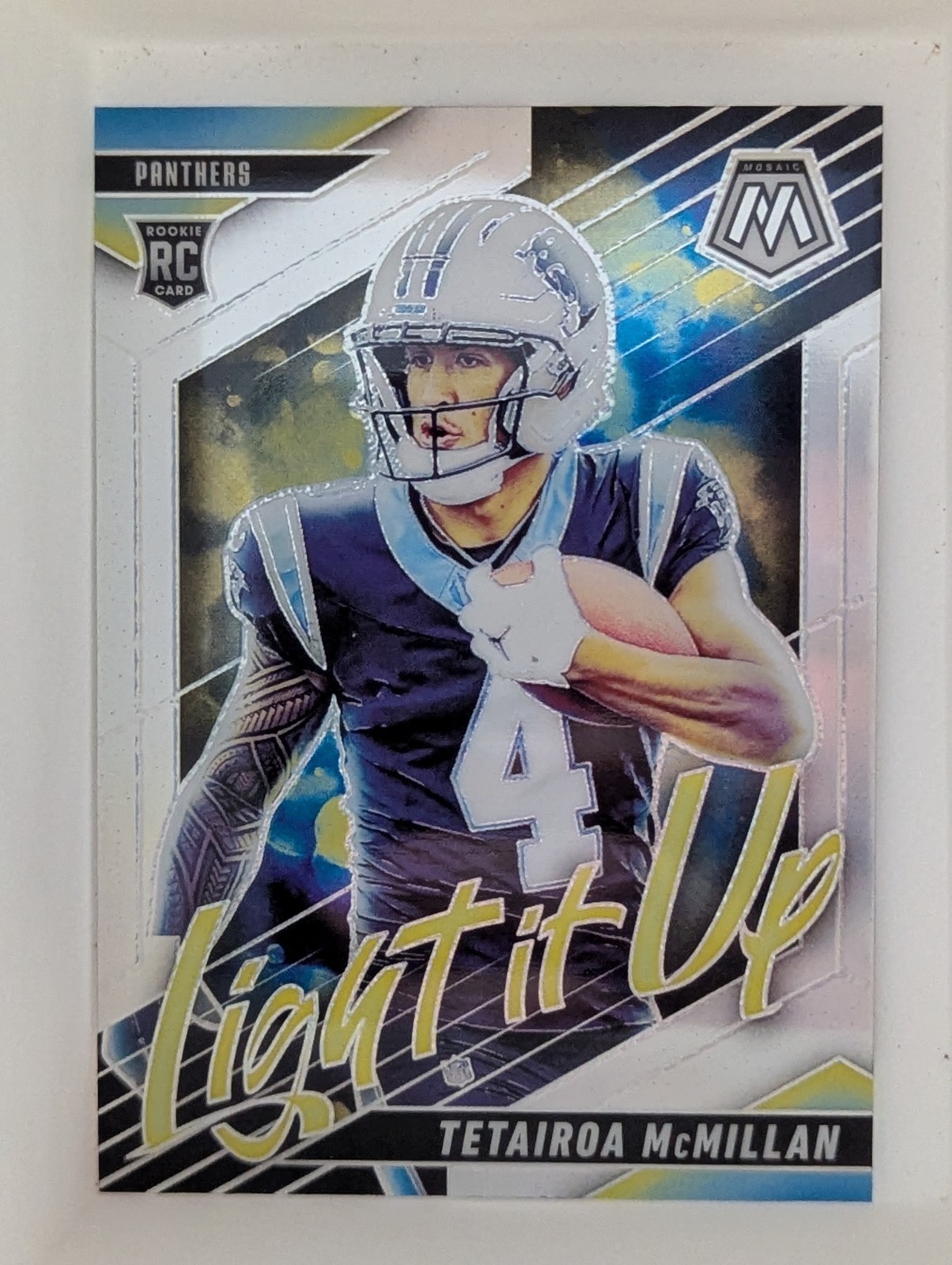 2025 Panini Mosaic Tetairoa McMillan Light It Up #24 Silver Prizm Panthers SP RC