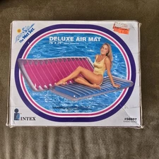 New VTG INTEX The Wet Set PINK Deluxe Air Mat Pool Float Lounge 76" x 29"