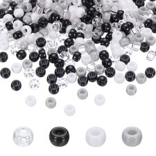 1000Pcs Pony Beads 6x9mm Acrylic Bulk Barrel Bead White Gray Clear Black