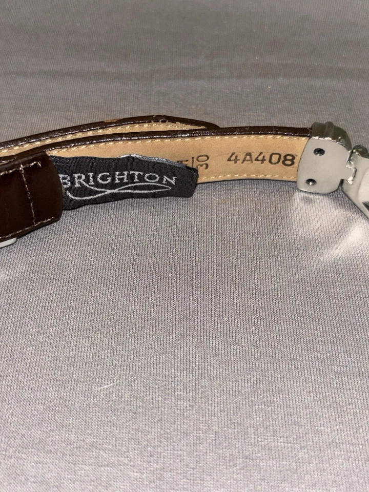 Cinturón de cuero para mujer Brighton talla 30M marrón con detalles plateados 4A408 Foto 4 de 4