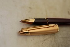 RARE STYLO ROLLER WATERMAN EDSON EN RESINE BORDEAUX - CAPUCHON PL. OR 18 CARATS