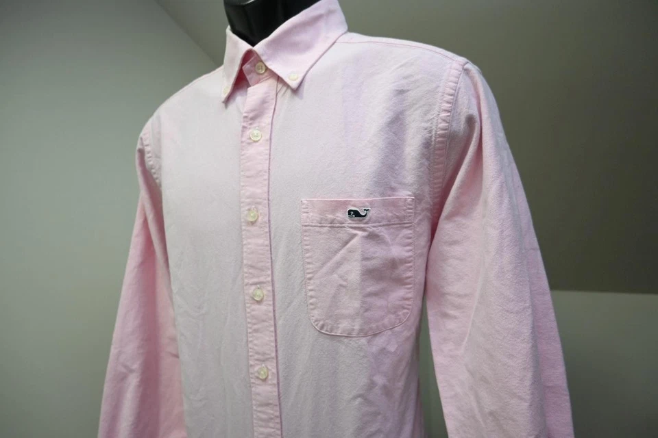 Vineyard Vines Slim Fit Tucker Dress Shirt Whale Pink Long Sleeve Mens Medium - Image 3 of 4