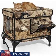 Heated Outdoor Cat Shelter Waterproof Insulated Escape Door Safe Cozy House New