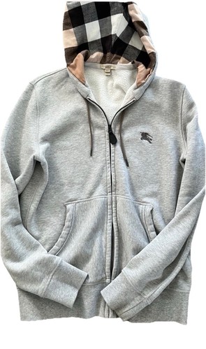 Burberry Grey/Beige Check Plaid Full Zip Hoodie Men’s Size Large Reg$990!