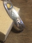 Vintage Native American Chrysoberyl Cat's Eye Stamped Sterling Cuff Bracelet — photo 3