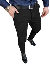 Mens Slim Fit Stretch Chino Pants - Tapered Casual Golf Slacks, Black, Large