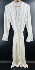 Delicates Brand Long Lace Sz L Robe Bridal Honeymoon Chiffon Embellished EE39