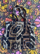 USA Carpet Velvet Tapestry Bag Purse Tote Vintage Mid century