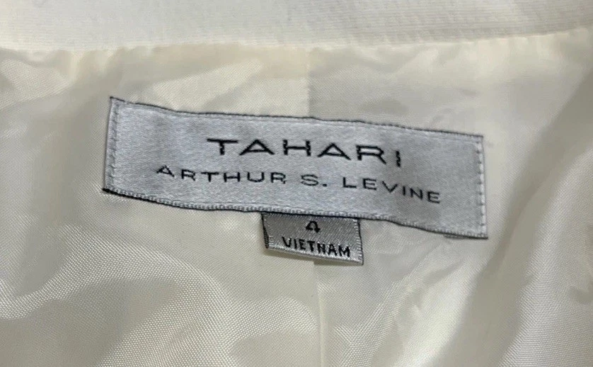 Chaqueta Blazer Tahari Manga Puño Marfil Crema Larga Gabardina Talla 4 Foto 3 de 4