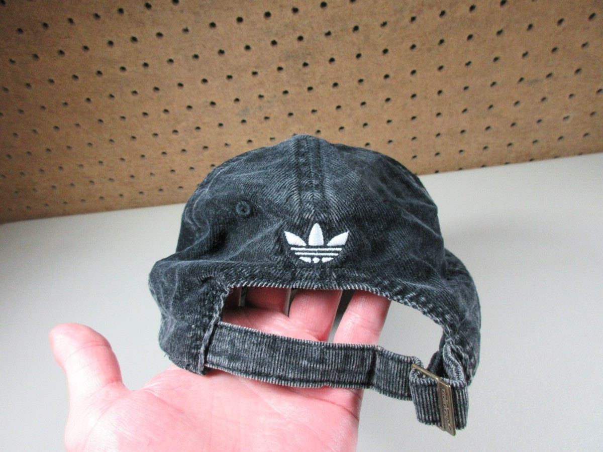 Women’s Adidas Black Distressed Corduroy Cap with Trefoil Logo adidas Originals womens solid charcoal trefoil corduroy  main image 4