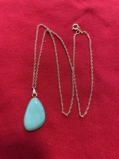 Vintage ~ Late 1970’s SC Silver Cloud Turquoise Artist Signed 18” Necklace