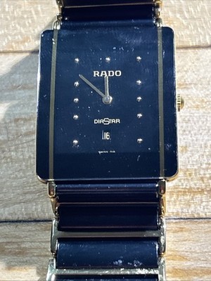 Rado Diastar Ceramic Vintage  Watch Black With Gold Accents