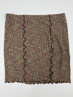SO Multicolor Space Dye Mini Skirt Women's Size L Stretch Lettuce Hem