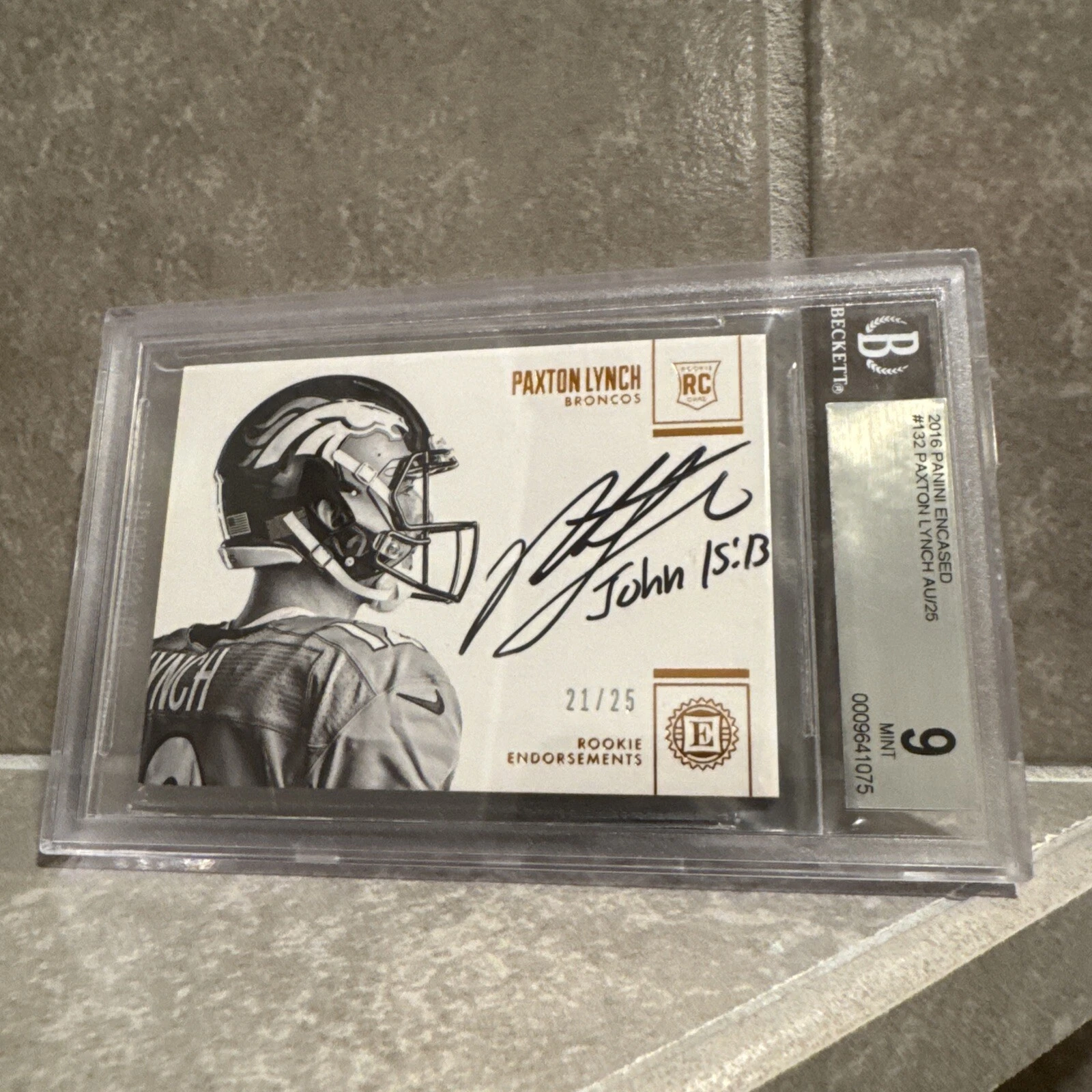 Paxton Lynch Panini Encased Rookie Quad Memorabilia #8 Base