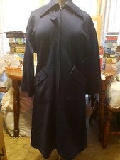 Vtg Jaeger Coat M Blue Slim 100% Wool Zipper Lined Great Britain Euc Free Ship