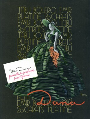 1947 Dana Perfume Vintage Print Ad - Miss Dana - Facon Marrec Art - Green Dress