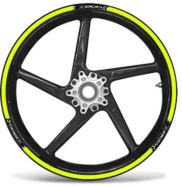 labelbike Adesive Streifen FüR Felgen 17 FüR Moto Kawasaki Z800 - Gelb Fluo-image