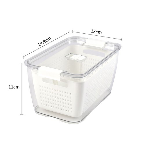 2 Layer Fruit Veg Wash Drainer Container Basket Fridge Food Storage Box with Lid - Picture 12 of 13