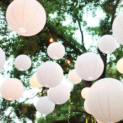 Round Hanging Lantern Ball Paper Lamp White Lantern Paper Lantern - Picture 7 of 18