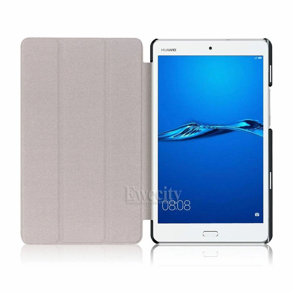 Folio Leather Tri-Fold Stand Smart Case Cover For Huawei MediaPad M3 M5 Pro Lite - Image 3 of 4