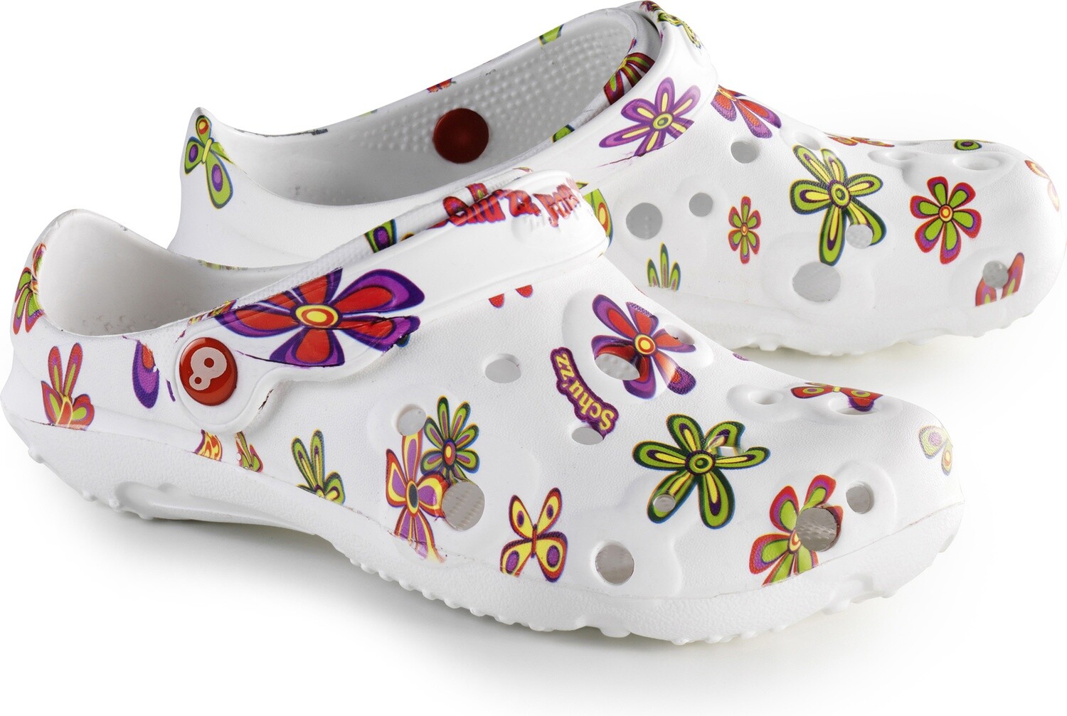 Schu'zz Damen Clog Badeschuhe Globule Femme imprimé Pop flower / Multicolor