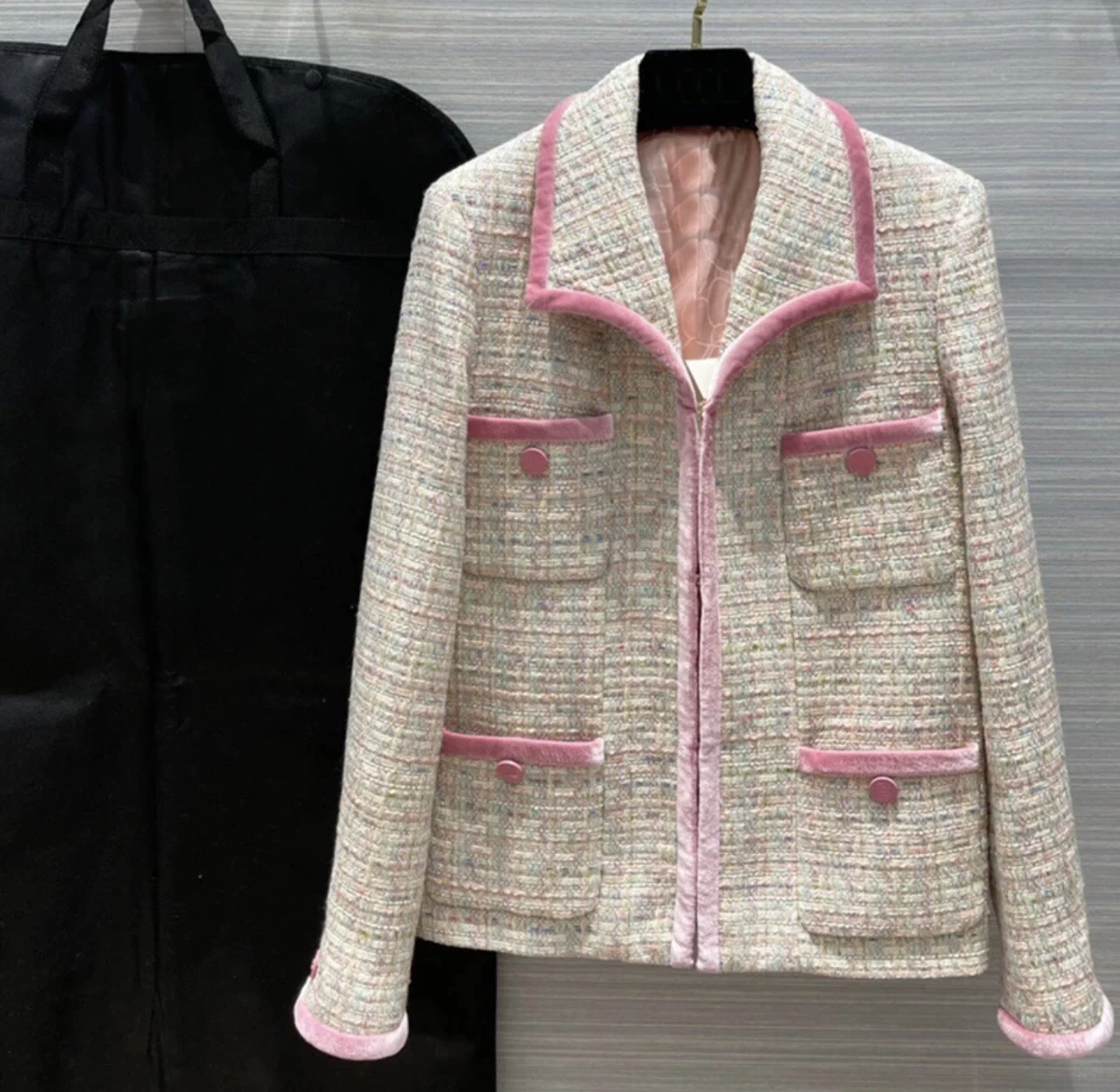 Pink tweed store jacket womens
