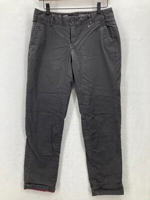 Eddie Bauer Flannel Lined Boyfriend Pants Women's 2P Petite Gray