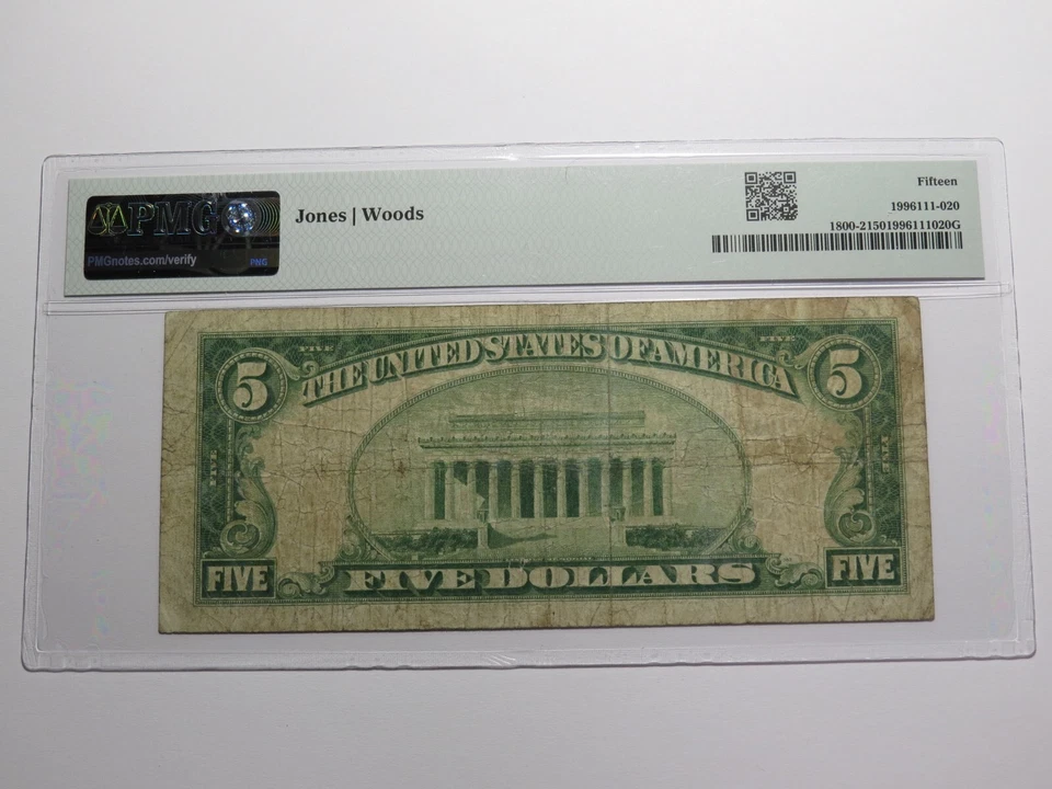 $5 1929 Hackettstown New Jersey NJ National Currency Bank Note Bill Ch #1259 F15 - Image 4 of 4