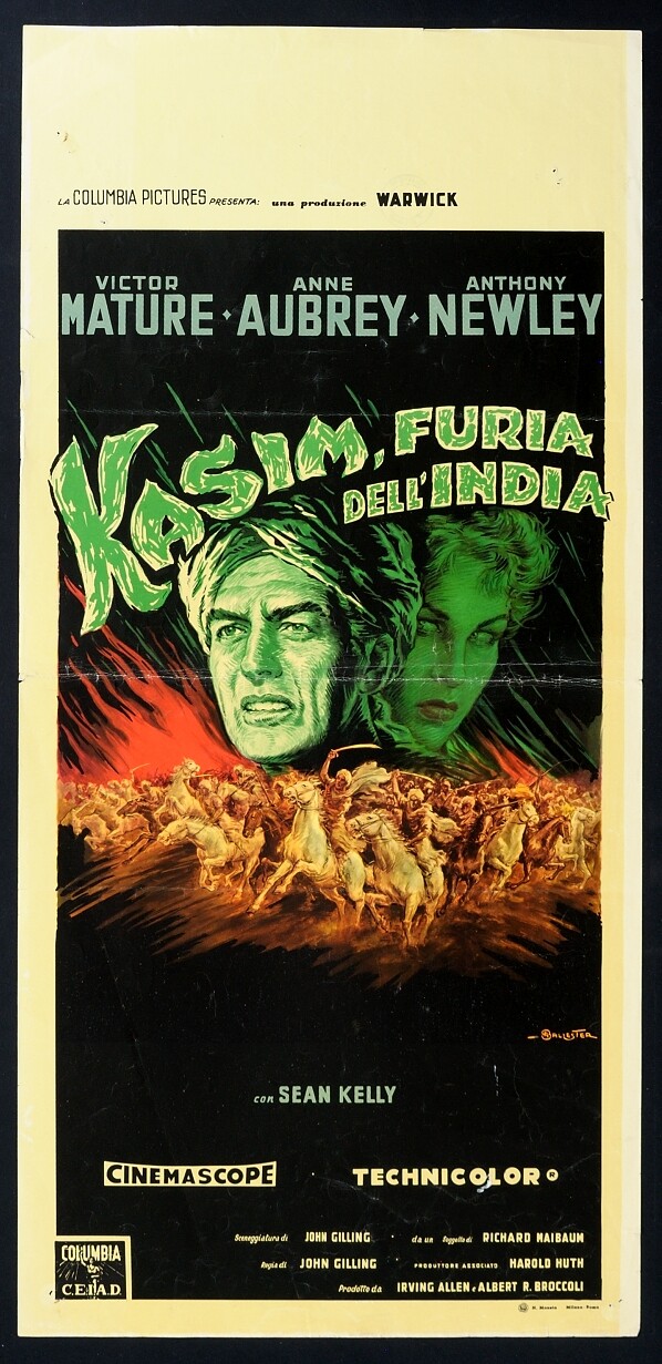 Locandina originale film Kasim, furia dell'India (1959) - Regia di John Gilling