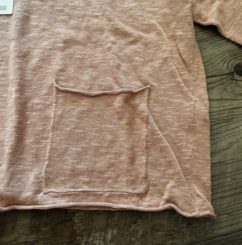 Eileen Fisher Knit Shirt Organic Cotton Linen Slub Boxy Pocket Light Terra Cotta - Picture 4 of 6