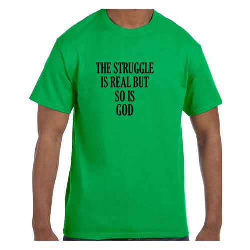 Camiseta de humor divertido La lucha es real pero también lo es Dios manga corta o larga - Imagen 12 de 13