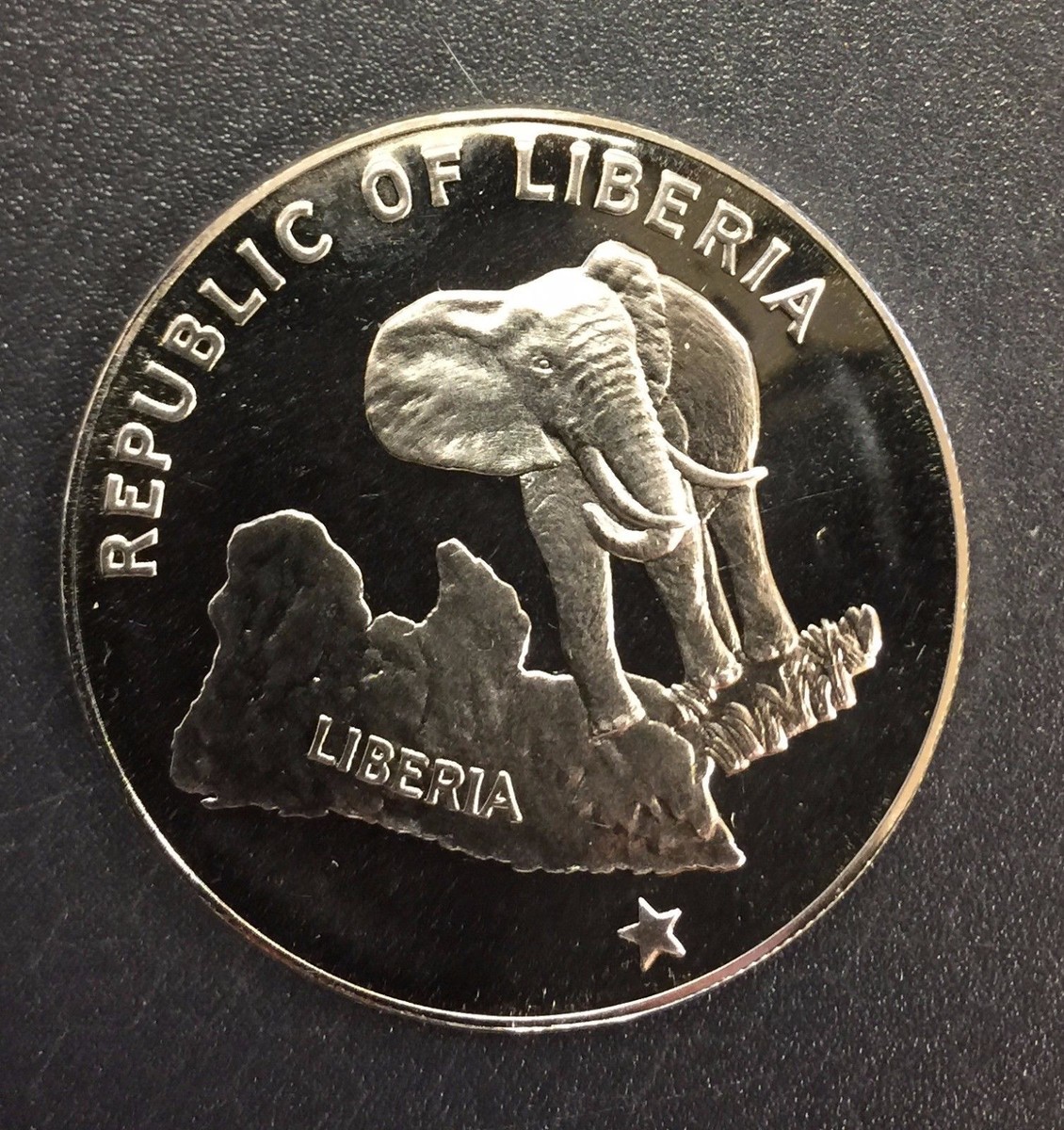 1974 Liberia Large 1 OZ Silver Proof $5-Elephant | eBay