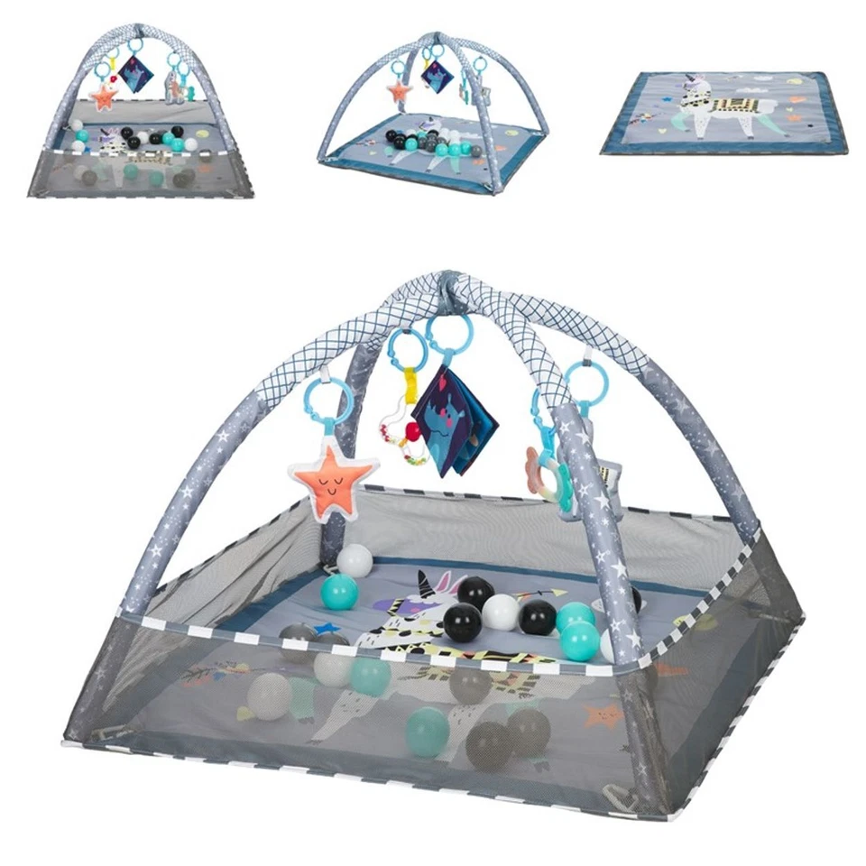 Kikkaboo Spielbogen, Krabbeldecke 2 in 1, Greiflinge, 18 Spielbälle, Bällebad