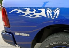 6 X 34 Tribal Flaming Custom Ram Head Graphic Decal Fits Dodge Ram Dakota Hemi