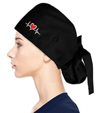 Adjustable Working Caps with Button  Sweatband, One Size 1 Pack:heart Ecg