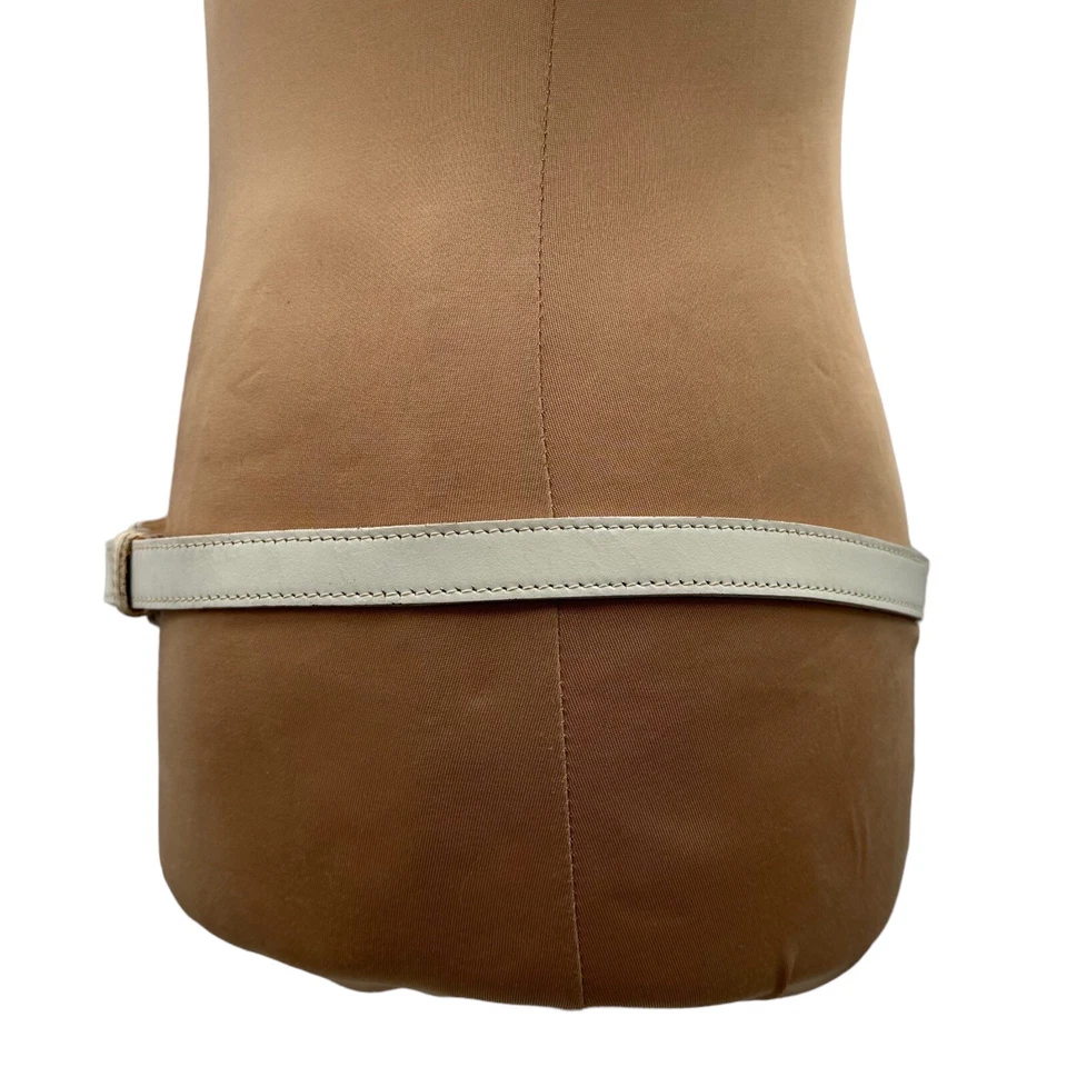 Cinturón Omega vintage años 70 cuero 3/4" a presión plata flor blanco se sienta por encima de la cadera 35" Foto 3 de 4