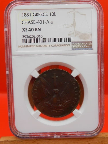 Greece, 1831, 10 Lepta , NGC: XF 40 BN