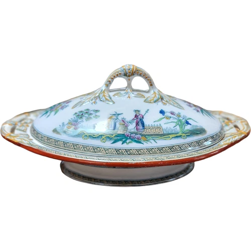 Edge Malkin & Co Chang White Chinoiserie Covered Serving Dish