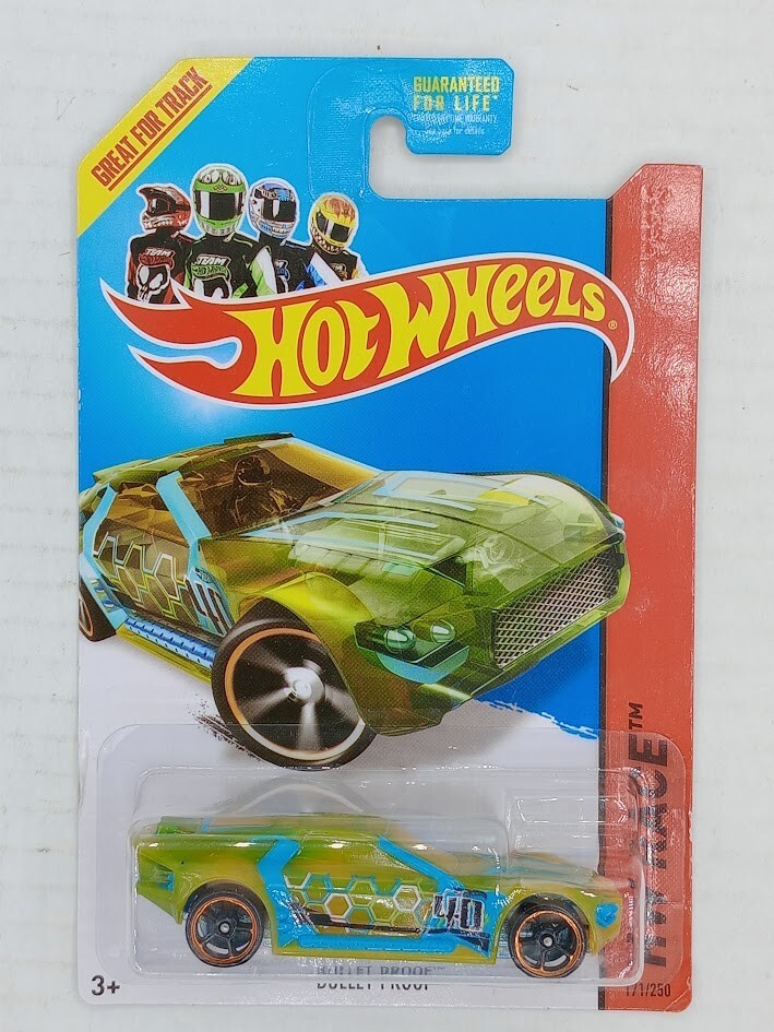 Hot Wheels 2014 #171/250 BULLET PROOF green HW RACE 1:64 Scale