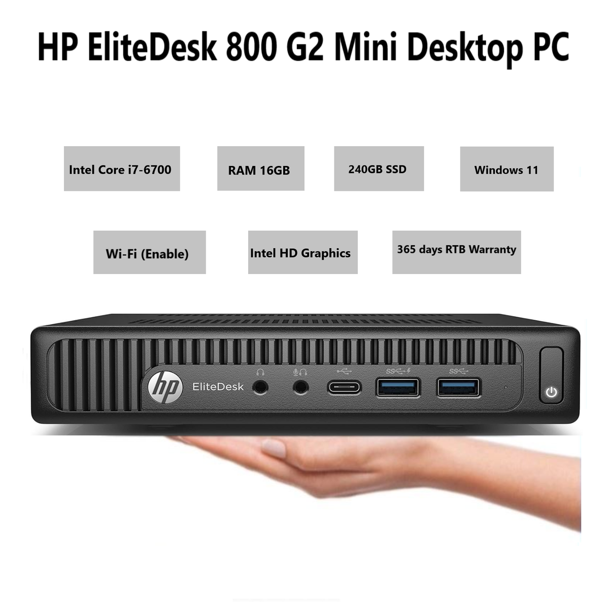 HP ProDesk 800 G2 Mini PC i7-6700 @2.70GHz 16GB RAM 240GB SSD