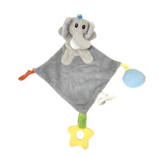CUDLIE BABY ELEPHANT SECURITY BLANKET PACIFIER HOLDER / TEETHER ANIMAL PLUSH