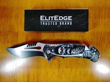 ElitEdge 5.0" Tactical Assist Skull Folder Liner Lock 10-958SKH