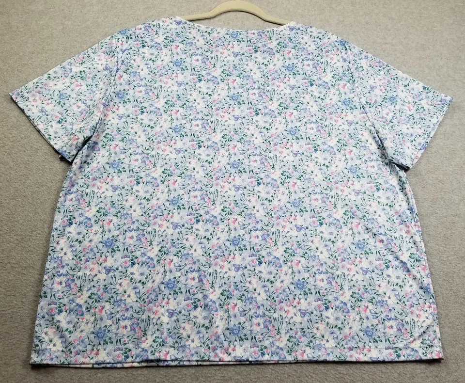 Camiseta Haband Para Mujer XX 2X Multicolor Floral Manga Corta Top Cuello Redondo Elastizada Foto 4 de 4