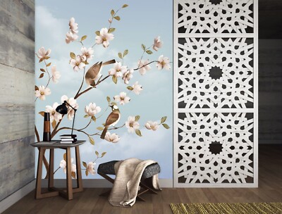 3D Flower Branch Bird K2660 Wallpaper Mural Self-adhesive Removable Sticker Kay