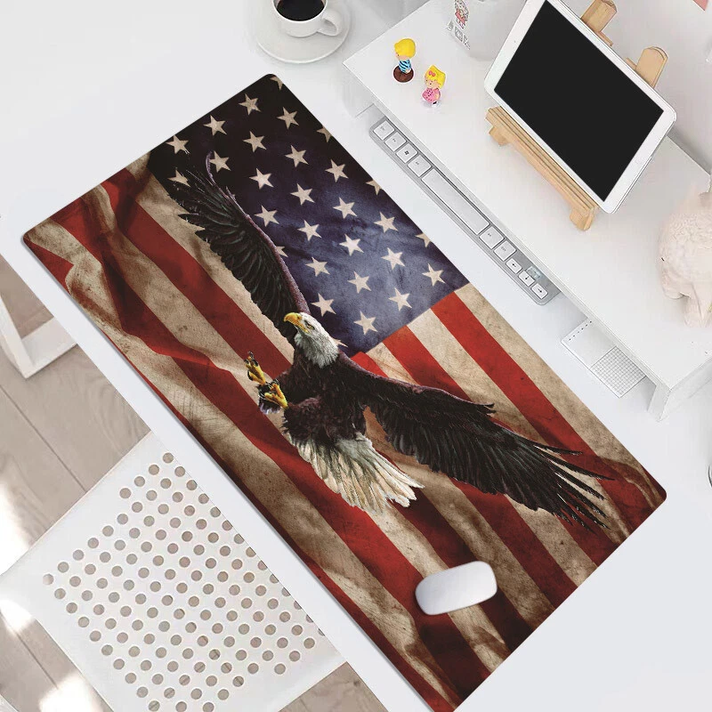 American Flag Mouse Pad Wildlife Eagle Desk Mat for Keyboard and Mouse Desk Pad - Image 4 of 4
