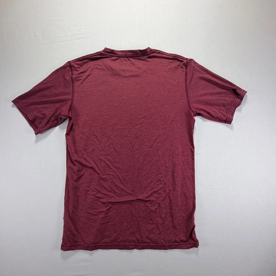 Brooks Men Red Heathered Short Sleeve Running Shirt "Run Happy" Activewear - Image 4 of 4