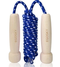 Jump Rope for Women Men Kids, EGOSKY Adjustable Wooden Handle Skipping Rope f...